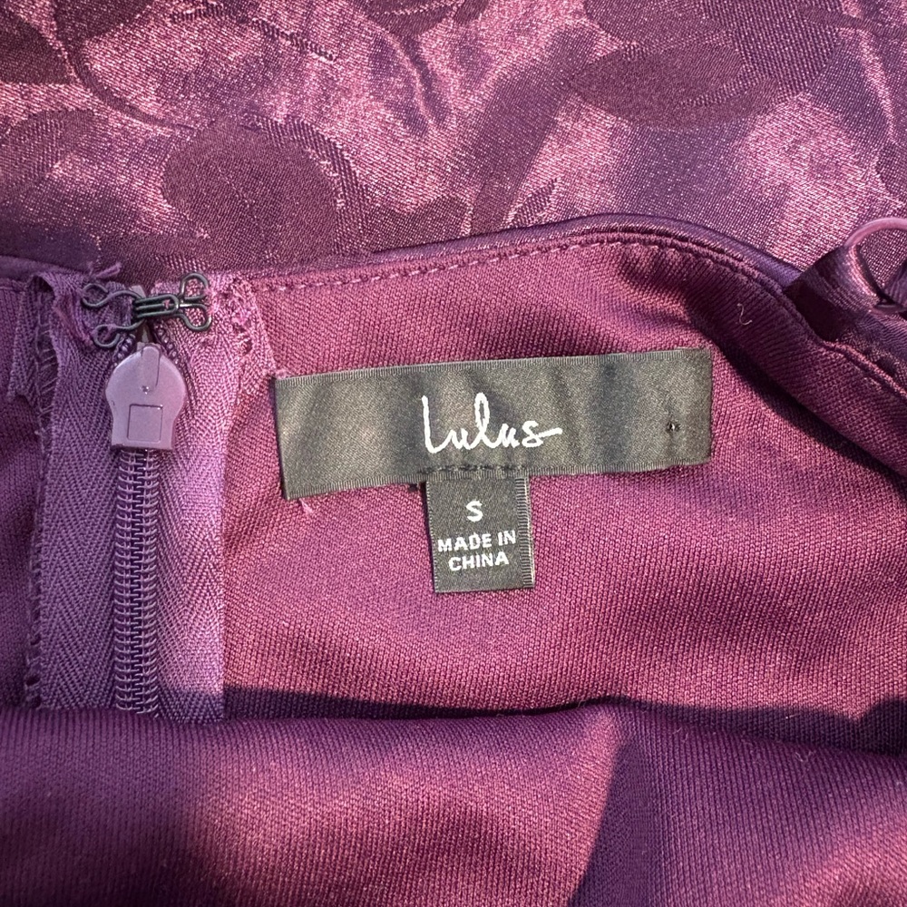 Lulu's “Elegant Sophistication Purple Satin Jacquard Halter Maxi Dress” - Picture 2 of 9